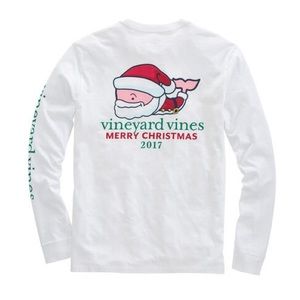 NWT Vineyard Vines Men’s Longsleeve Graphic Pocket Tee "Merry Christmas 2017"